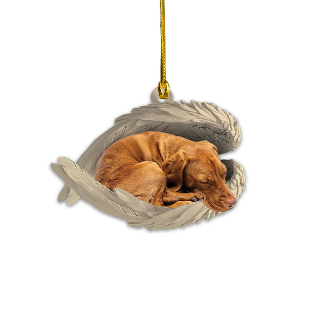 Vizsla Dog Sleeping Angel Wings Christmas Ornament, Vizsla Dog Car Hanging Ornament Decor Gift