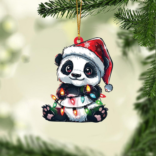 Cute Panda Christmas Light Ornament, Christmas Tree Panda Ornament Decor Gift