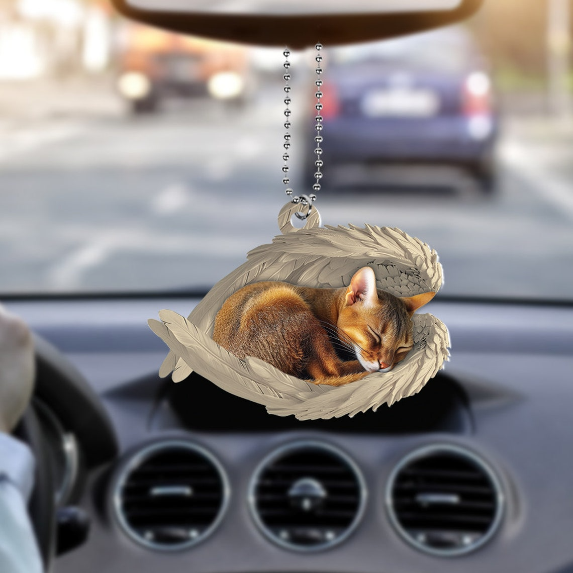 Abyssinian Cat Sleeping Angel Ornament Gift, Cute Cat Angel Hanging Christmas Ornament Gift