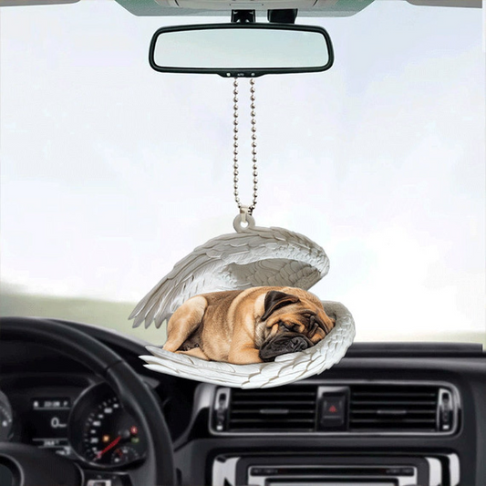 Mastiff Dog Angel Wings Car Hanging Ornament, Dog Sleeping Angel Christmas Ornament