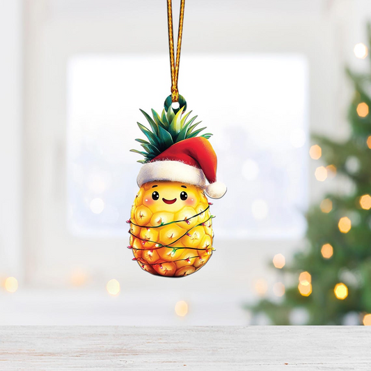 Cute Pineapple Christmas Tree Ornament, Christmas Pineapple Flat Hanging Ornament Decor