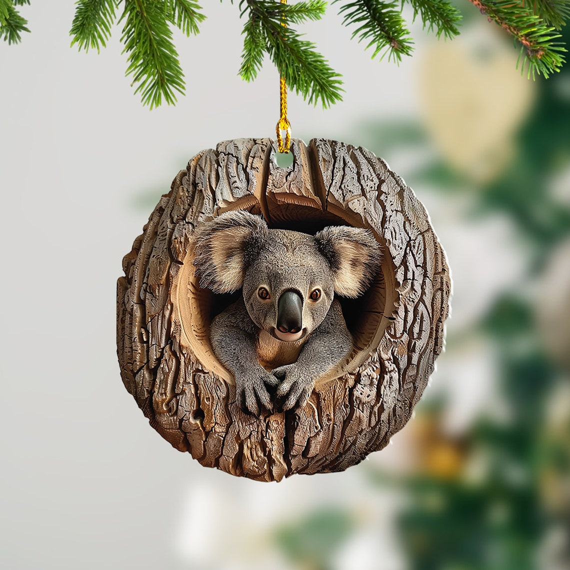 Lovely Koala Flat Hanging Christmas Ornament, Koala Rearview Mirror Car Ornament Decor Gift