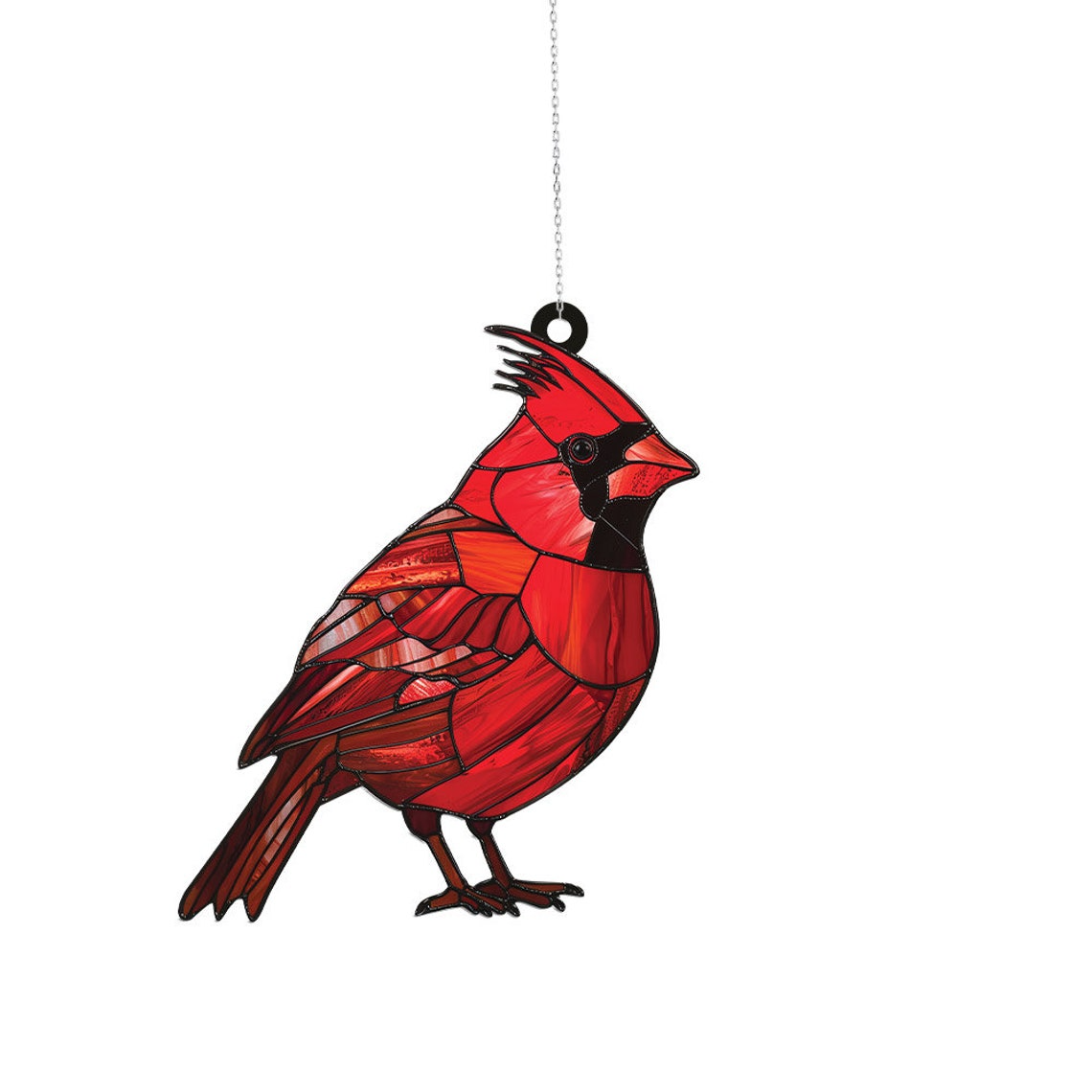 Bird Red Cardinal Suncatcher Ornament, Cardinal Christmas Ornament