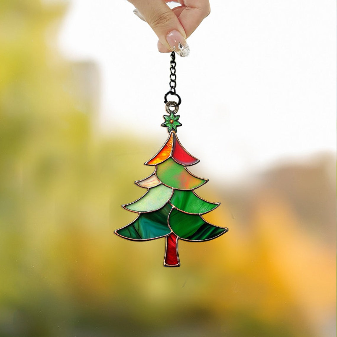 Christmas Tree Suncatcher Ornament, Christmas Tree Home Decor