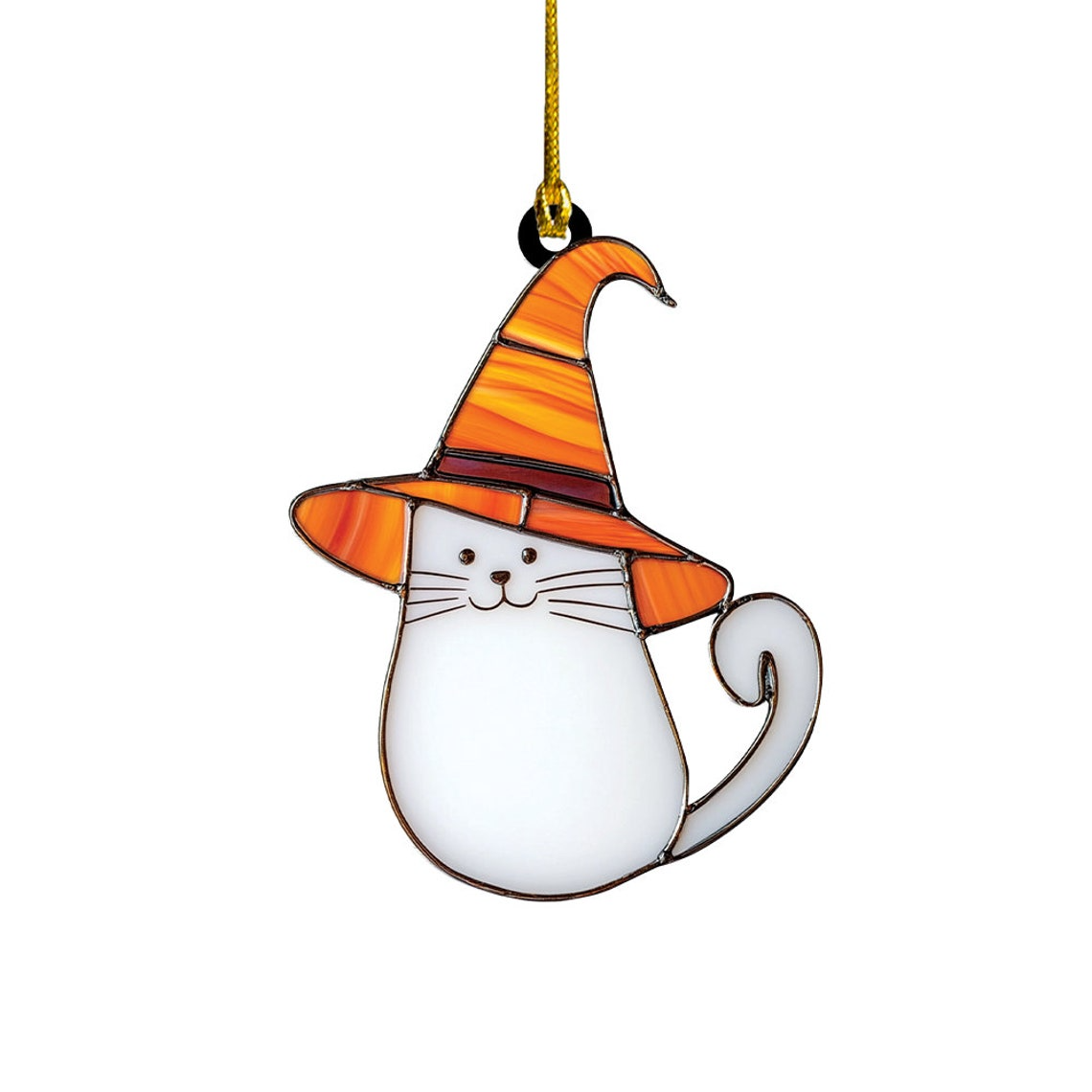 Cute Ghost Cat Halloween Suncatcher, Cute Ghost Cat Window Hanging Decor