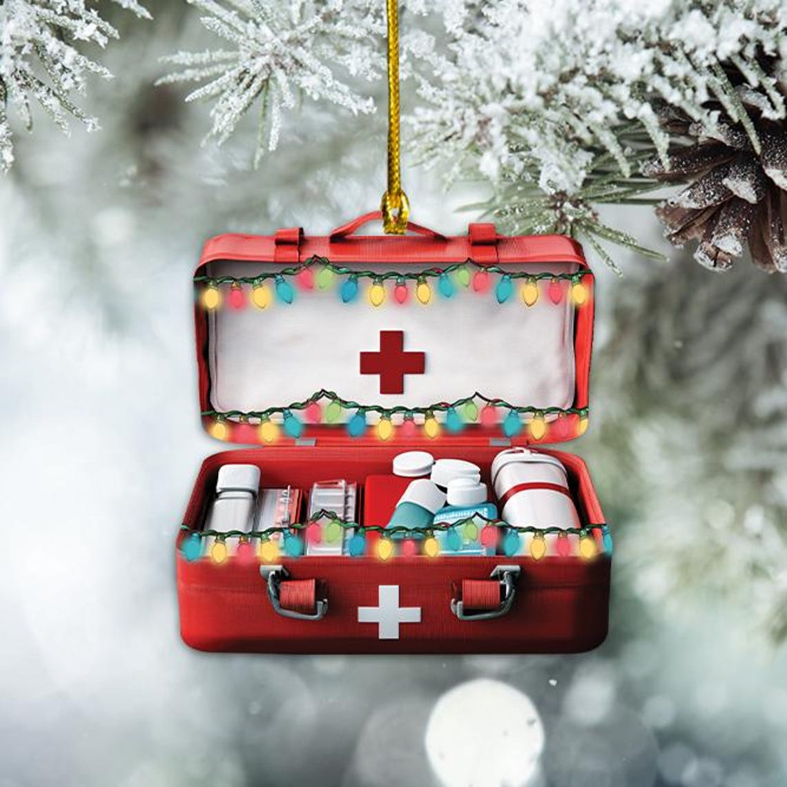 Christmas First Aid Bag Hanging Ornament, Cute First Aid Kit Christmas Ornament Holiday Gift