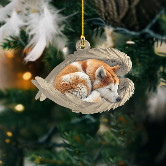 Akita Dog Sleeping Angel Wings Christmas Ornament, Akita Dog Christmas Ornament Decor Gift