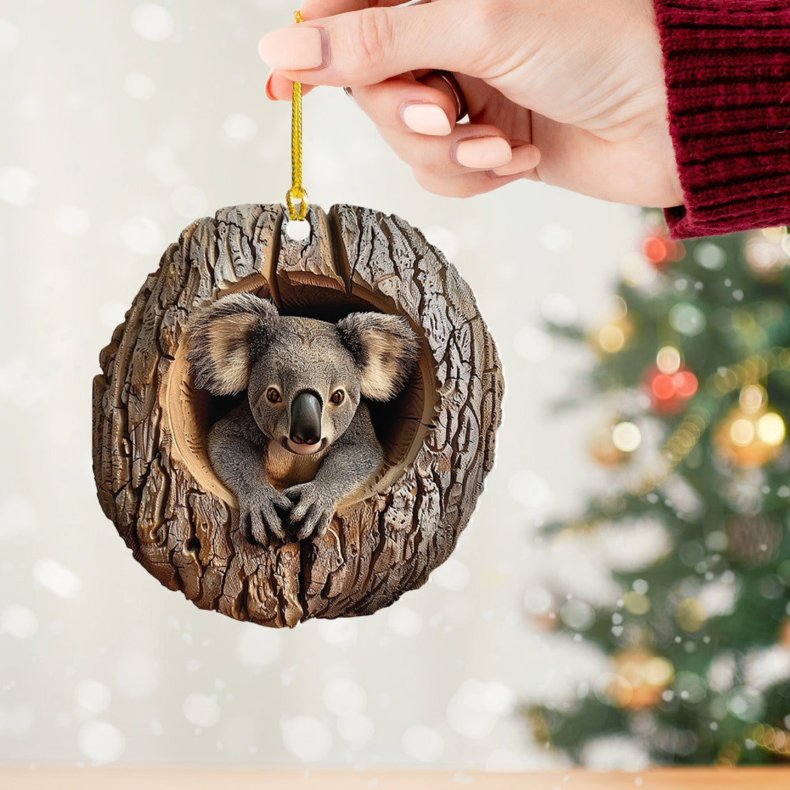 Lovely Koala Flat Hanging Christmas Ornament, Koala Rearview Mirror Car Ornament Decor Gift