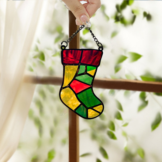 Christmas Stocking Suncatcher Ornament, Christmas Stocking Decor Gift