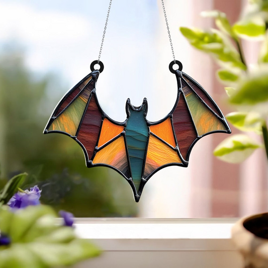 Unique Bat Hanging Suncatcher Ornament, Halloween Hanging Home Decor Ornament