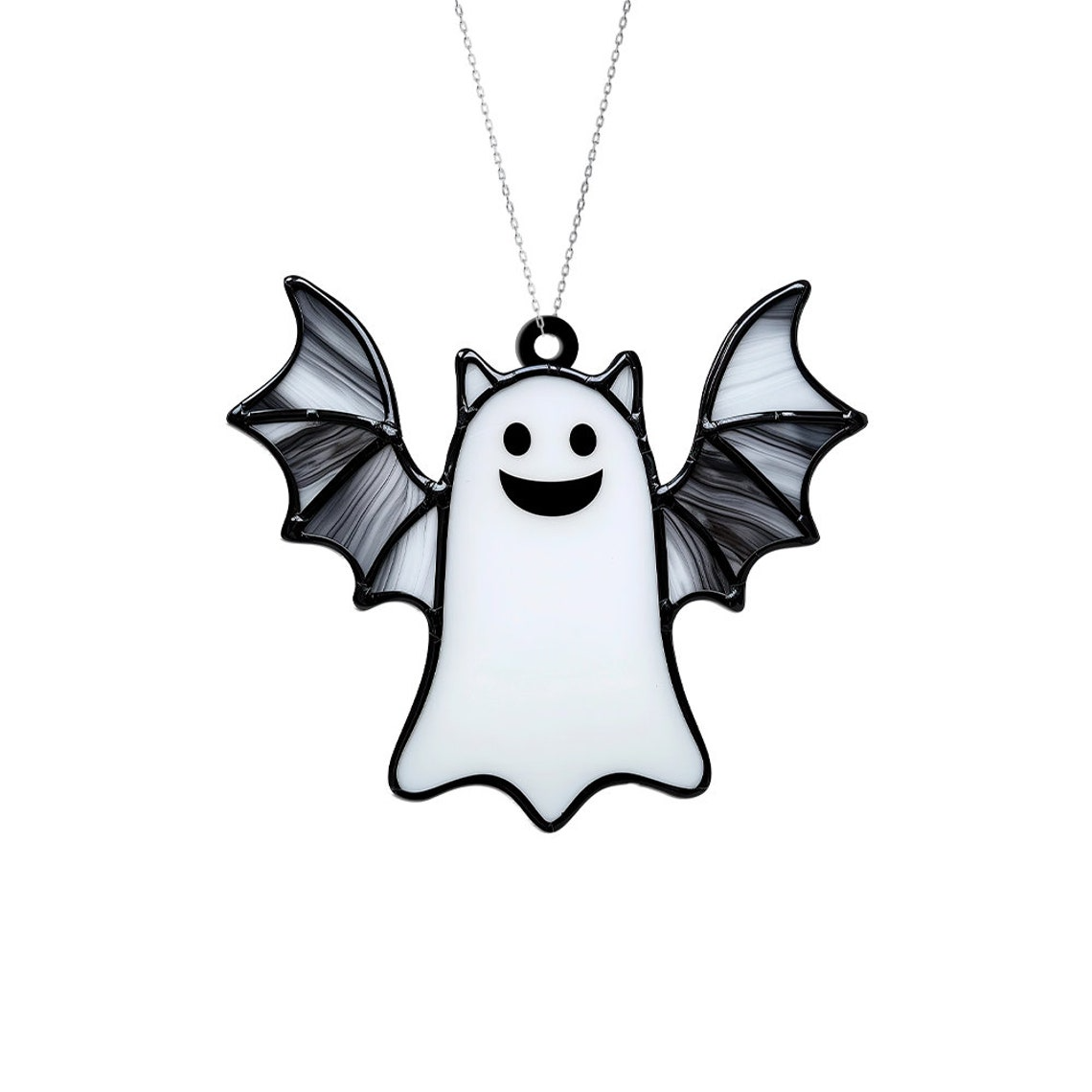 Ghost Bat Flying Halloween Window Suncatcher Decor, Halloween Bat Boo Ornament