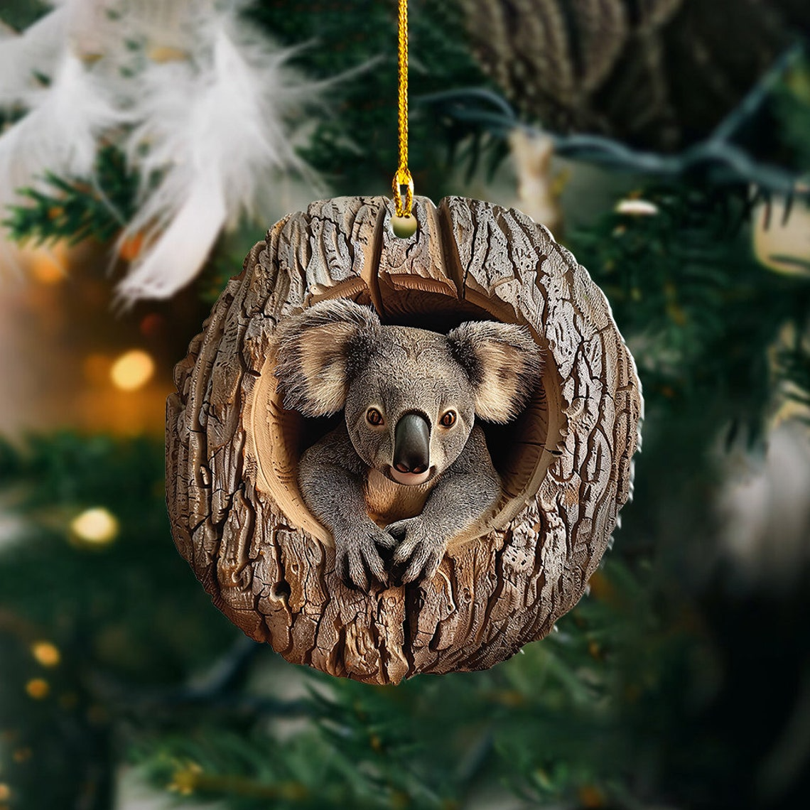 Lovely Koala Flat Hanging Christmas Ornament, Koala Rearview Mirror Car Ornament Decor Gift