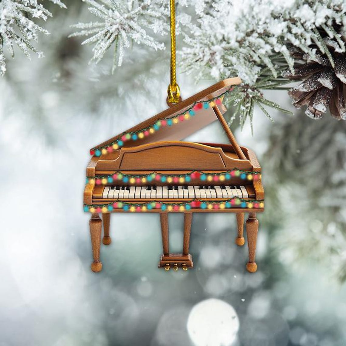 Piano Hanging Christmas Tree Light Ornament, Christmas Music Lovers Ornament Decor Gift