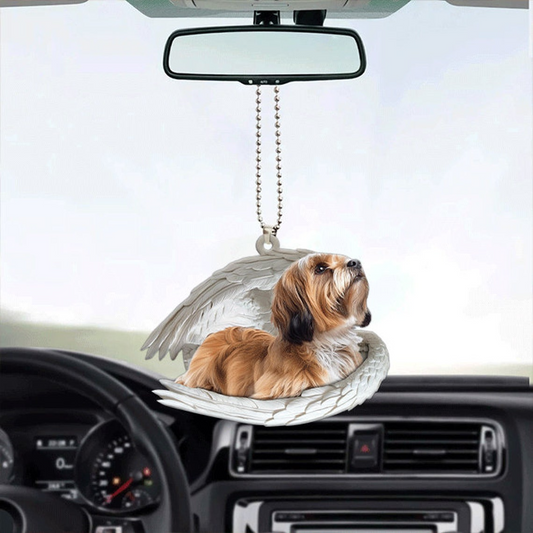 Christmas Lhasa Apso Dog Angel Wings Car Ornament, Lhasa Apso Dog Christmas Ornament Decor Gift