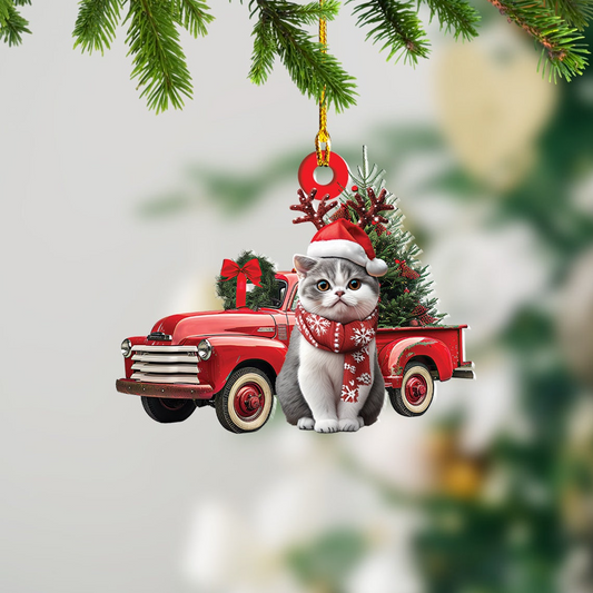 Scottish Straight Cat Christmas Ornament Gift, Christmas Cat Car Hanging Ornament Decor