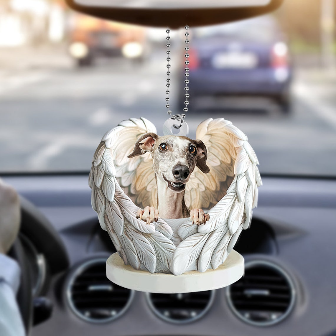 Whippet Dog Angel Wings Christmas Ornament Gift, Cute Whippet Dog Christmas Ornament Decor