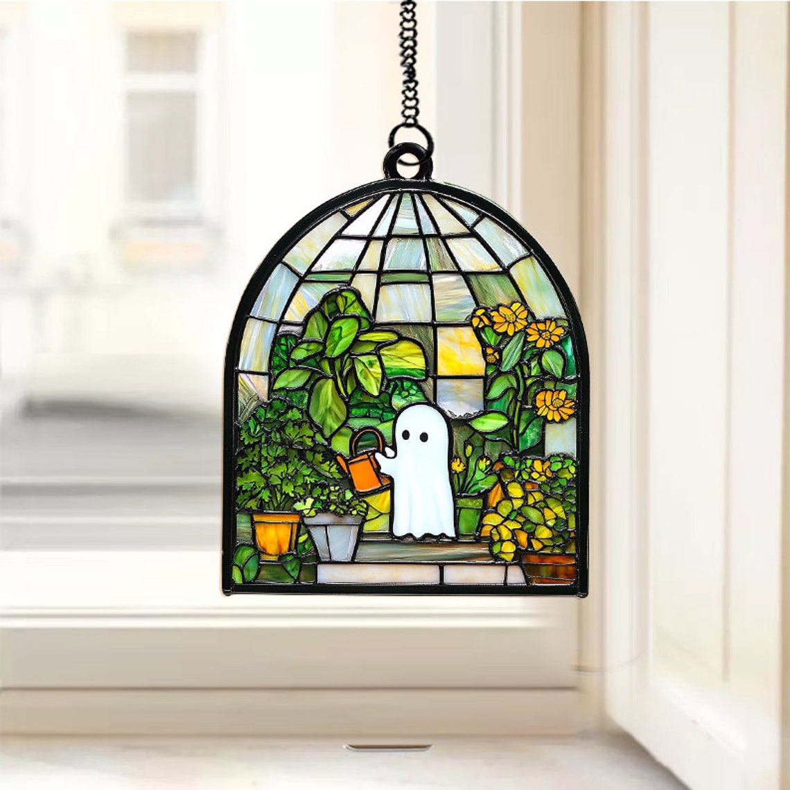 Ghost Tree Care Suncatcher Ornament, Cute Ghost Window Hanging Decor Gift