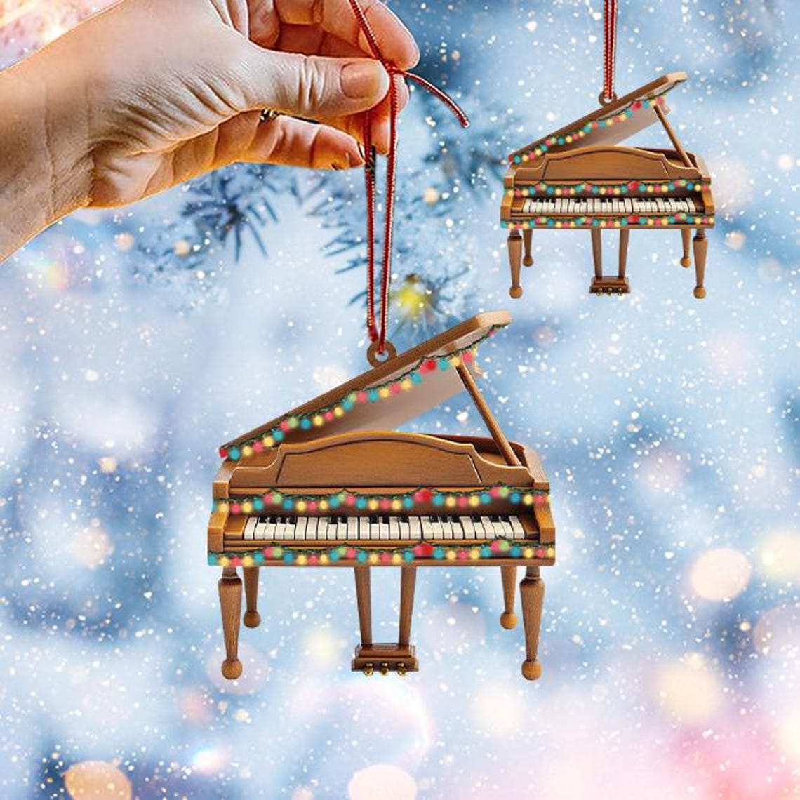 Piano Hanging Christmas Tree Light Ornament, Christmas Music Lovers Ornament Decor Gift