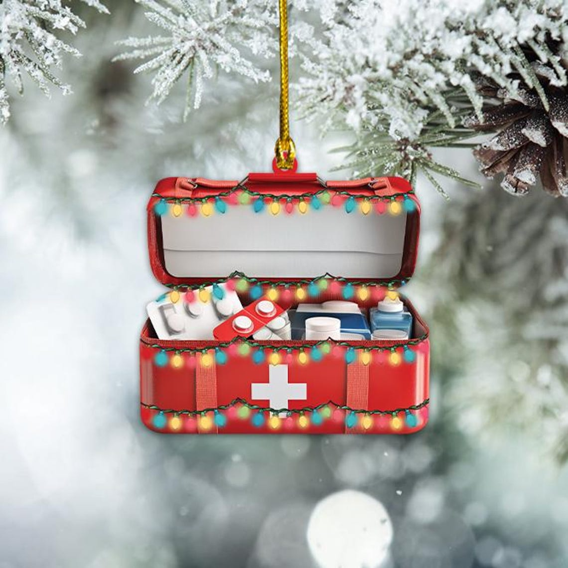 Ornament First Aid Kit Christmas Hanging Decor, Emergency Box Christmas Tree Ornament Decor