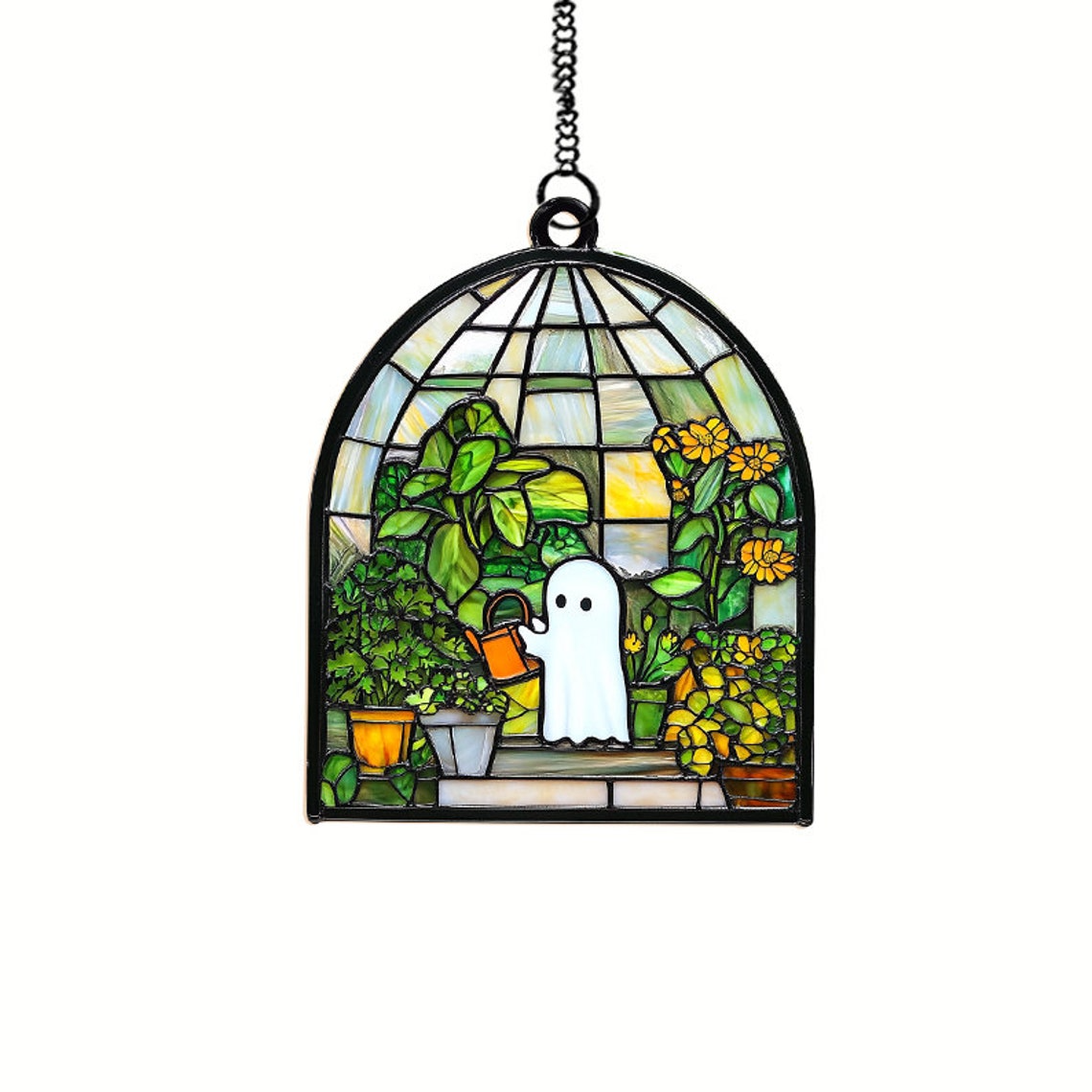 Ghost Tree Care Suncatcher Ornament, Cute Ghost Window Hanging Decor Gift