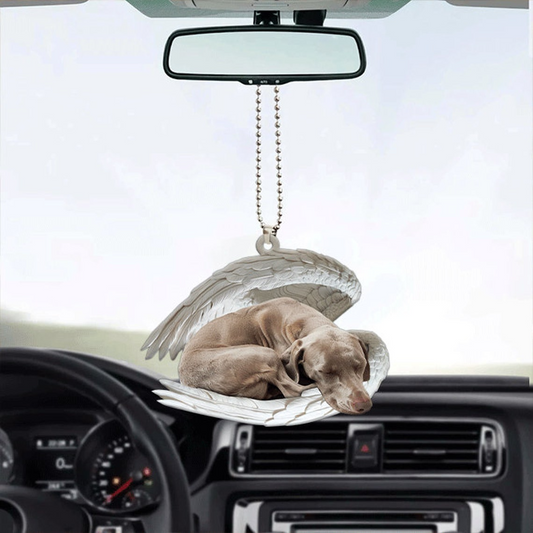 Cute Weimaraner Dog Angel Wings Car Ornament, Dog Christmas Sleeping Angel Ornament Decor