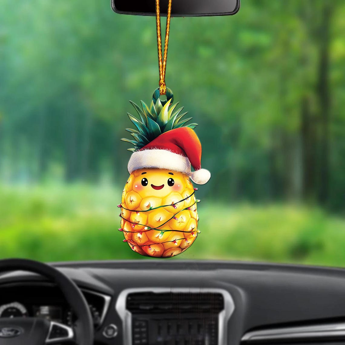 Cute Pineapple Christmas Tree Ornament, Christmas Pineapple Flat Hanging Ornament Decor