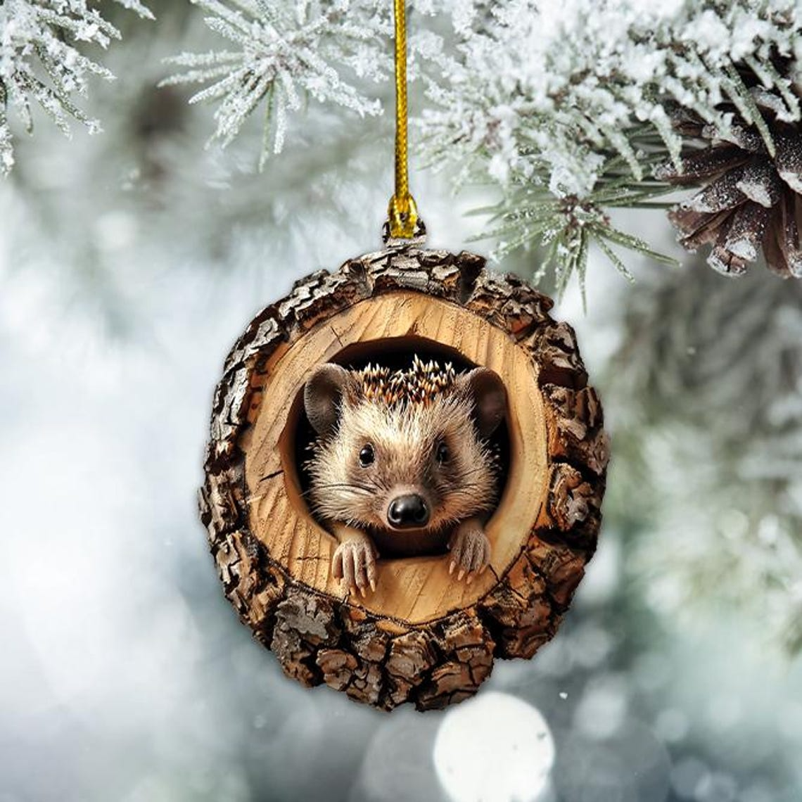 Cute Hedgehog Flat Ornament Decor, Christmas Hedgehog Hanging Ornament Holiday Gift