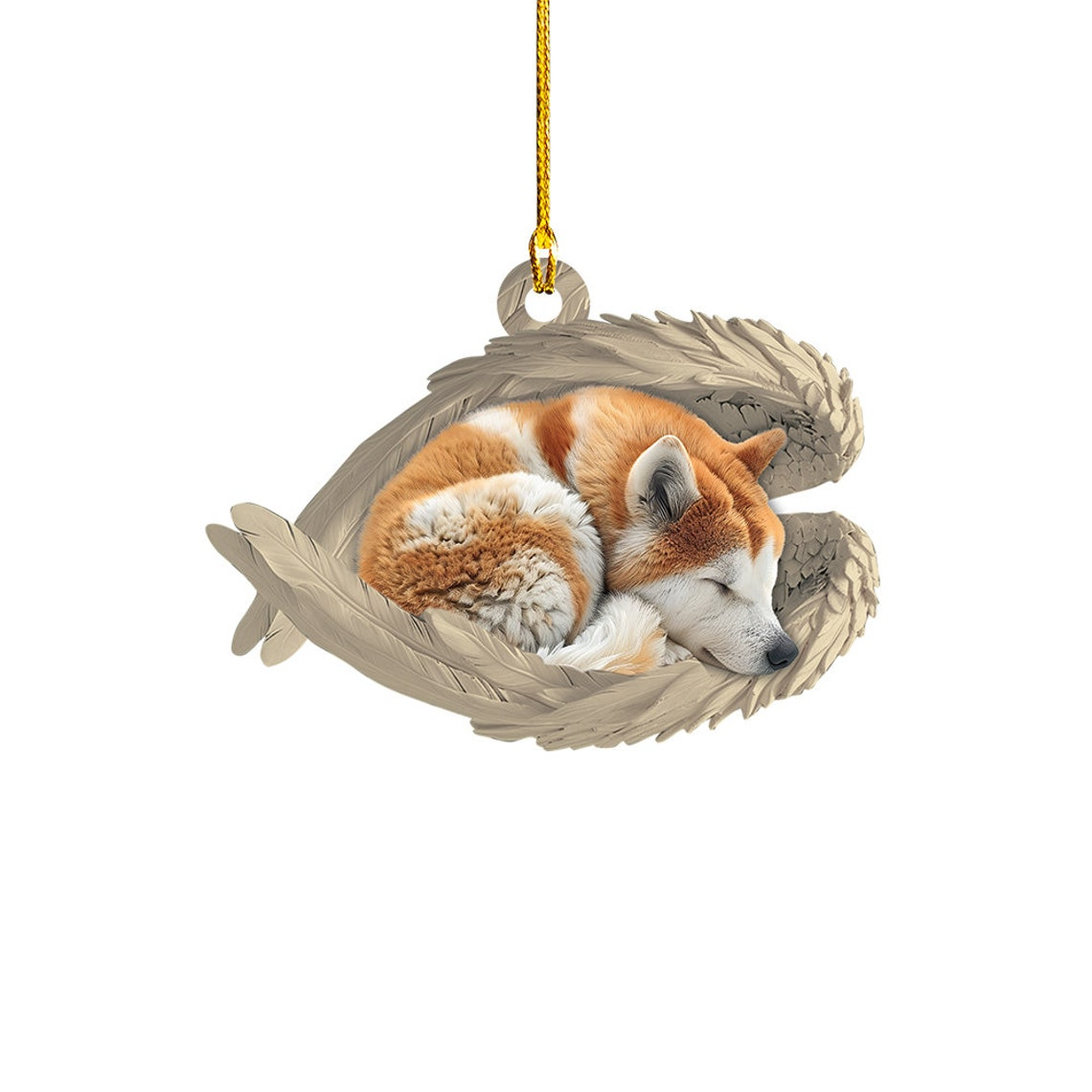 Akita Dog Sleeping Angel Wings Christmas Ornament, Akita Dog Christmas Ornament Decor Gift