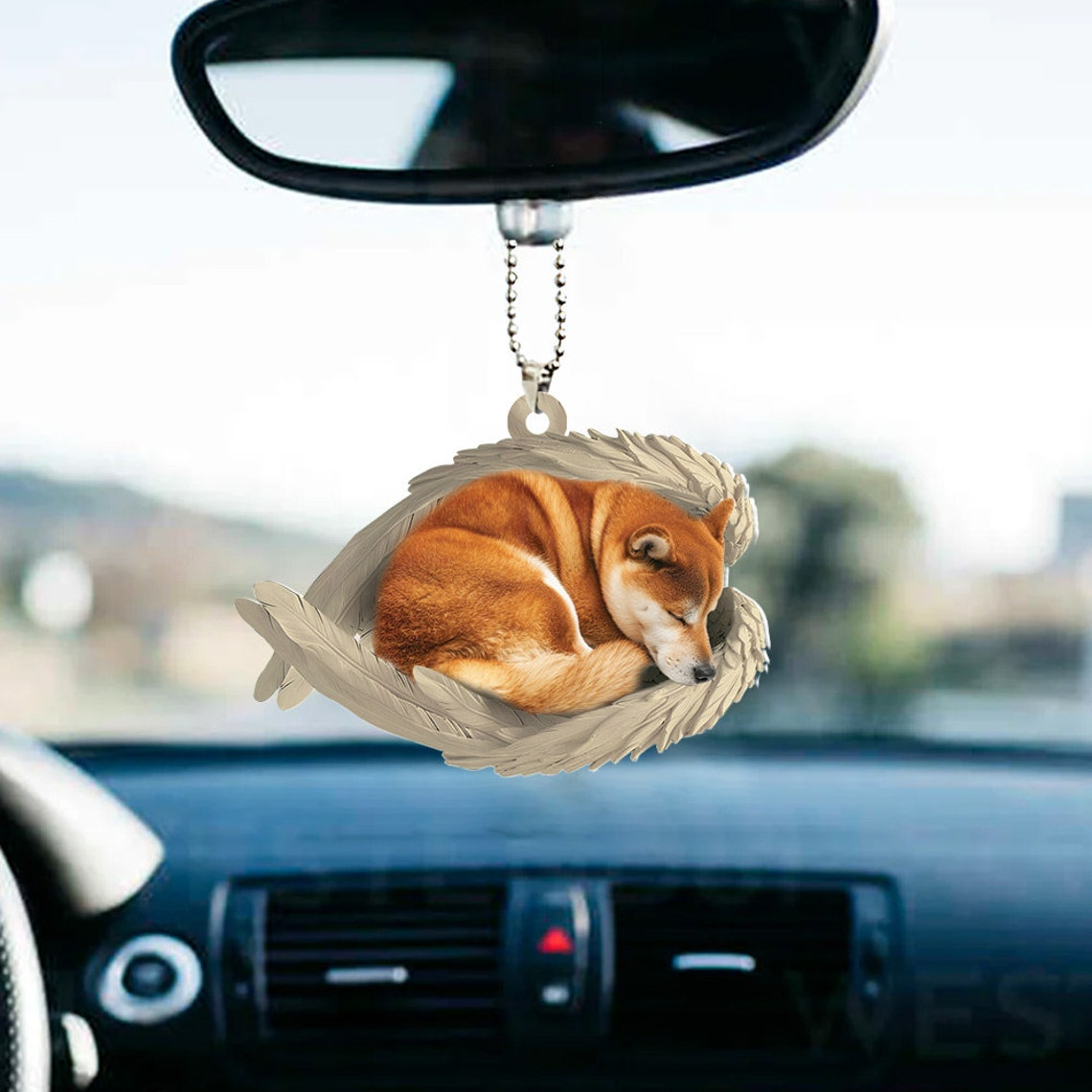 Christmas Shiba Inu Dog Sleeping Angel Wings Ornament, Shiba Inu Dog Christmas Ornament Gift