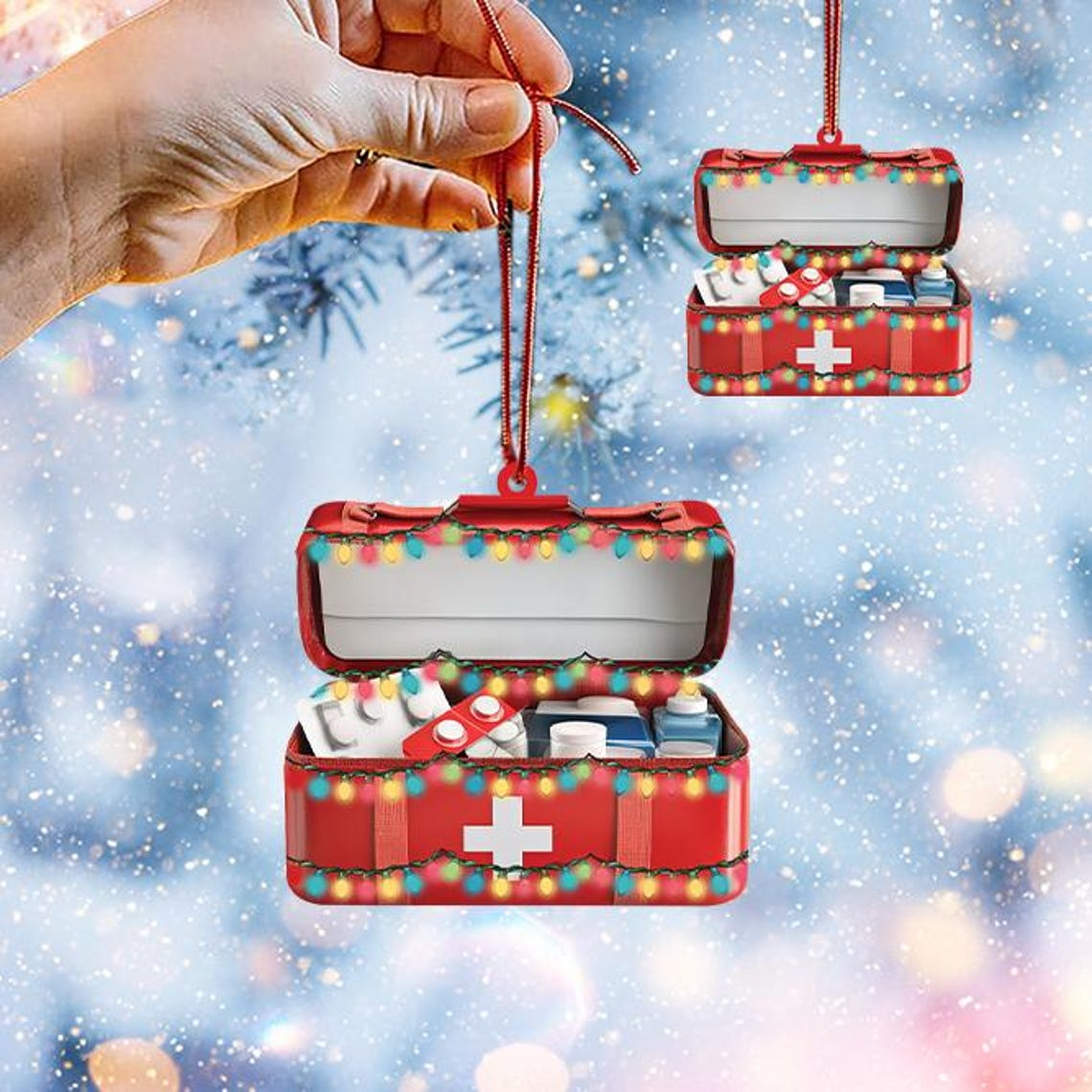 Ornament First Aid Kit Christmas Hanging Decor, Emergency Box Christmas Tree Ornament Decor