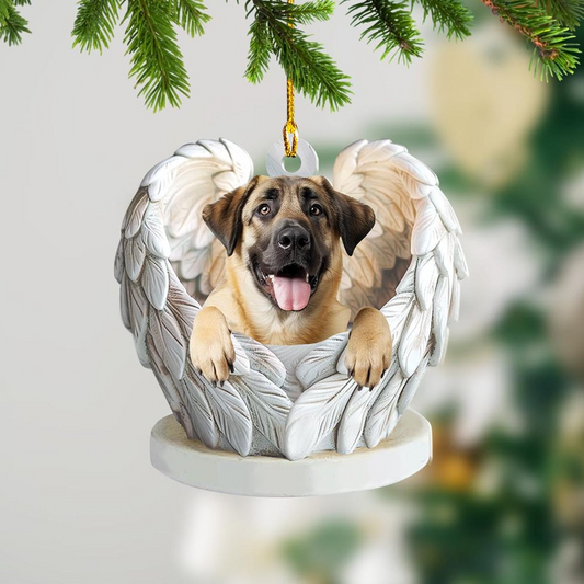 Cute Anatolian Shepherd Dog Angel Wings Ornament, Cute Dog Hanging Christmas Decor Ornament