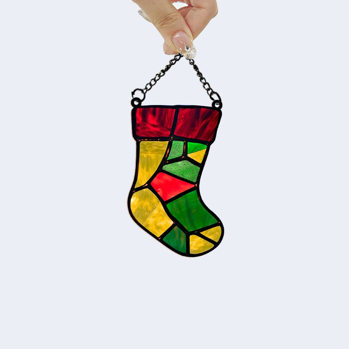 Christmas Stocking Suncatcher Ornament, Christmas Stocking Decor Gift