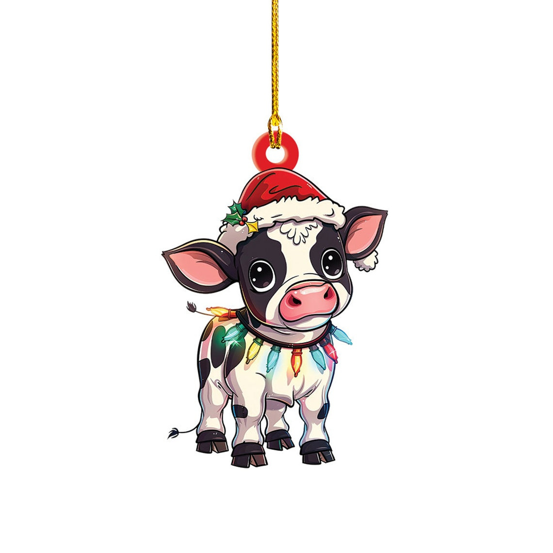 Lovely Cow Hanging Christmas Lights Ornament, Cow Christmas Tree Ornament Decor Gift Holiday