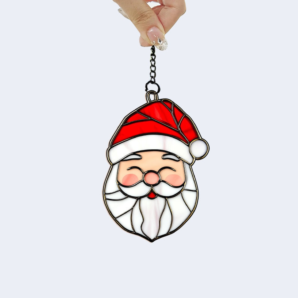 Christmas Santa Face Funny Suncatcher, Christmas Santa Claus Ornament