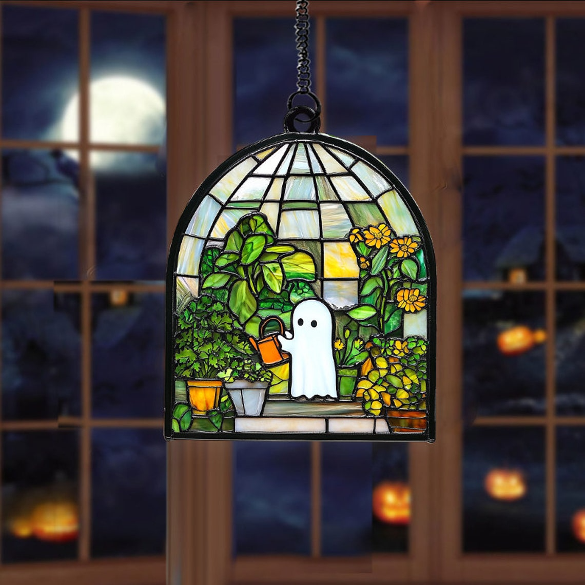 Ghost Tree Care Suncatcher Ornament, Cute Ghost Window Hanging Decor Gift