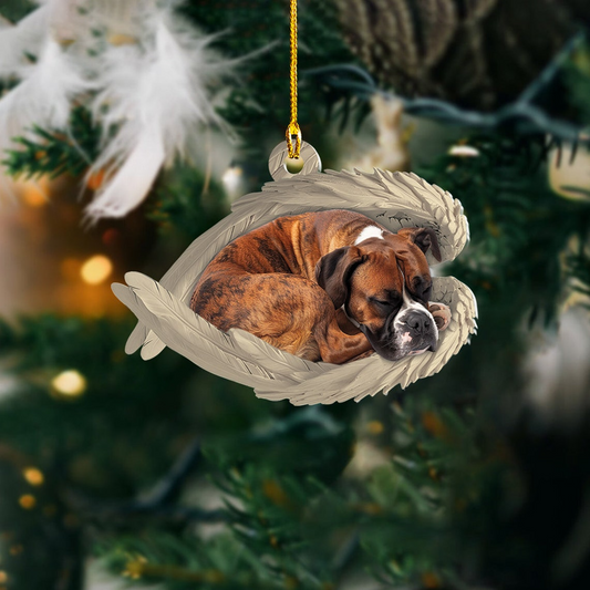 Christmas Boxer Dog Sleeping Angel Wings Ornament, Boxer Dog Christmas Ornament Holiday Gift