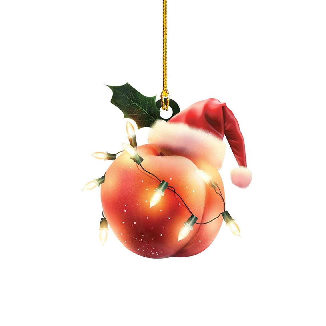 Lovely Peach Christmas Tree Ornament, Peach Flat Hanging Ornament Decor Holiday Gift