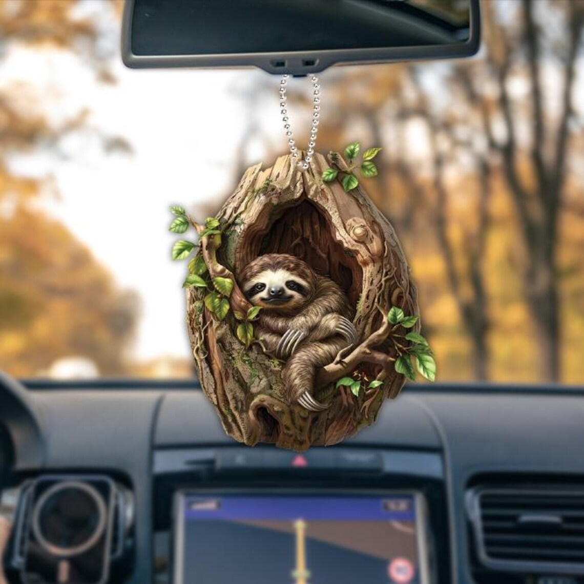 Cute Sloth Christmas Ornament, Sloth Rearview Mirror Car Ornament Decor Home Gift