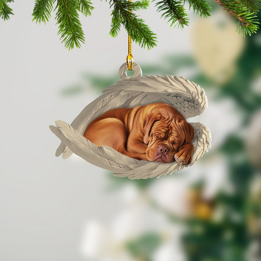 Dogue De Bordeaux Dog Sleeping Angel Wings Christmas Ornament Gift, Cute Dog Car Hanging Ornament Decor