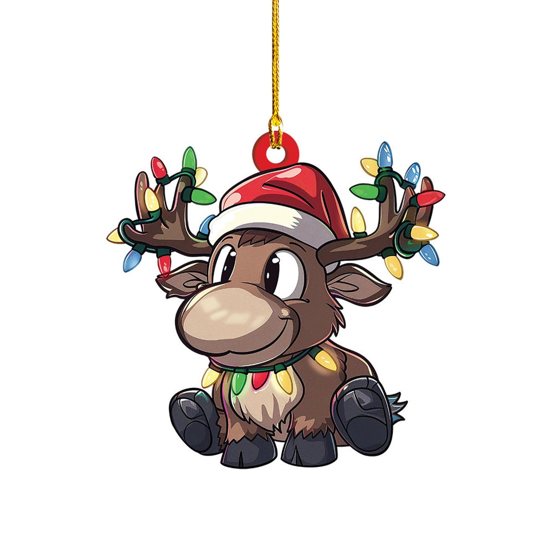 Cute Moose Christmas Lights Decor Ornament, Moose Hanging Christmas Tree Ornament Decor Gift