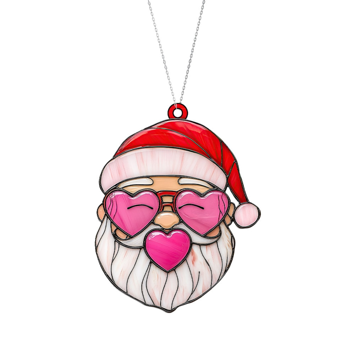 Santa Claus with Buble Gum Suncatcher Ornament, Santa with Buble Gum Christmas Ornament