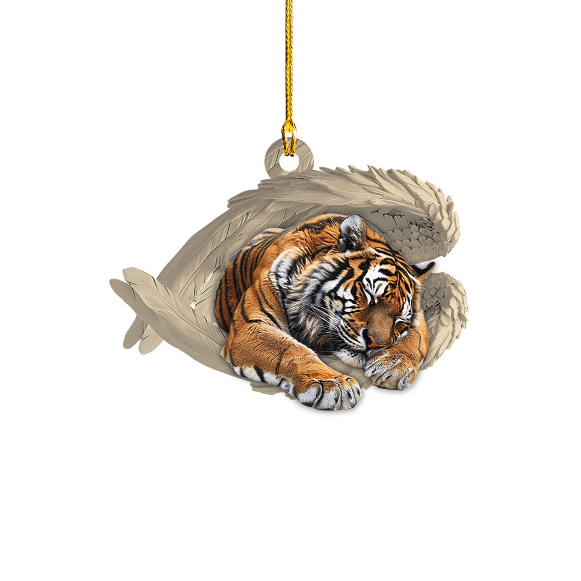 Tiger Sleeping Angel Christmas Ornament Decor, Tiger Angel Wings Car Ornament Decor Gift