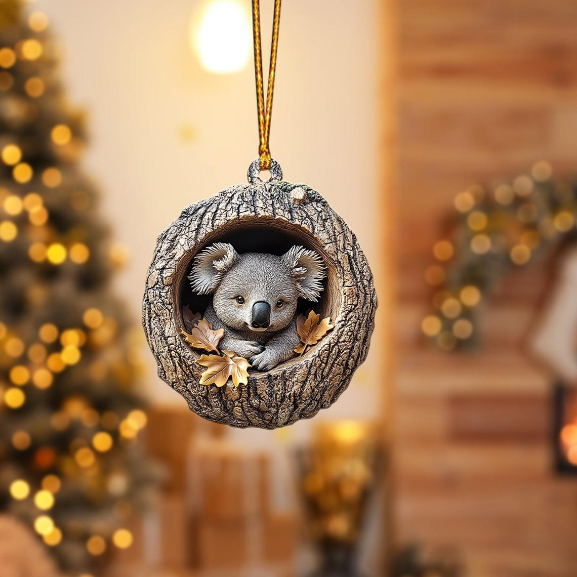 Cute Koala Hanging Christmas Ornament Decor, Koala Rearview Mirror Car Ornament Holiday Gift