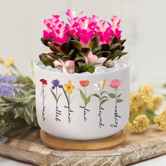 Personalized Birth Month Flowers Plant Pot