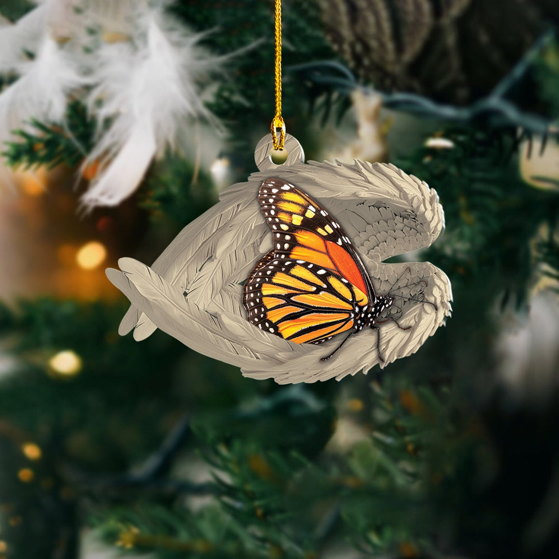 Butterfly Sleeping Angel Hanging Christmas Ornament, Butterfly Angel Wings Car Christmas Gift