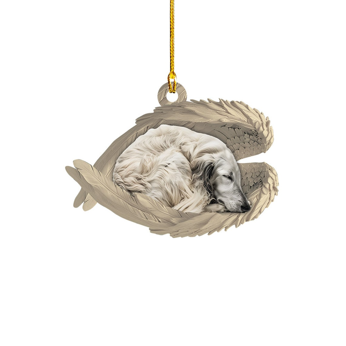 Afghan Hounds Dog Sleeping Angel Wings Ornament, Christmas Dog Car Ornament Decor Gift