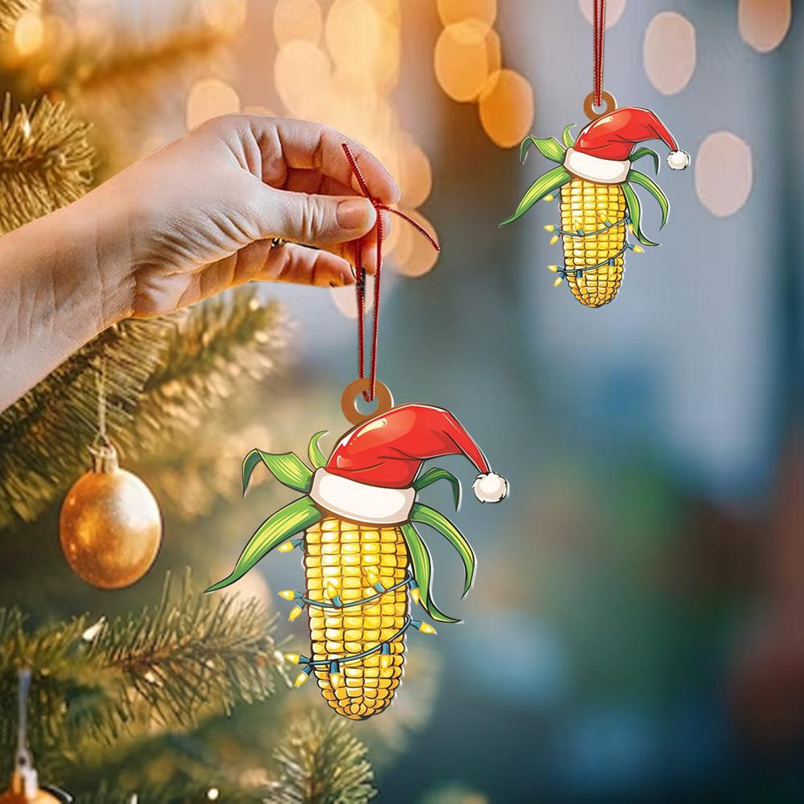 Sweet Corn Christmas Tree Ornament, Corn Christmas Light Hanging Ornament Decor Gift