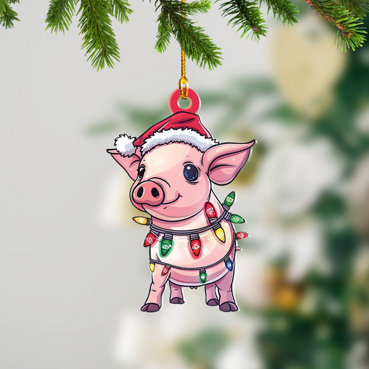 Cute Pig Hanging Christmas Tree Ornament, Pink Pig Hanging Christmas Ornament Gift Decor