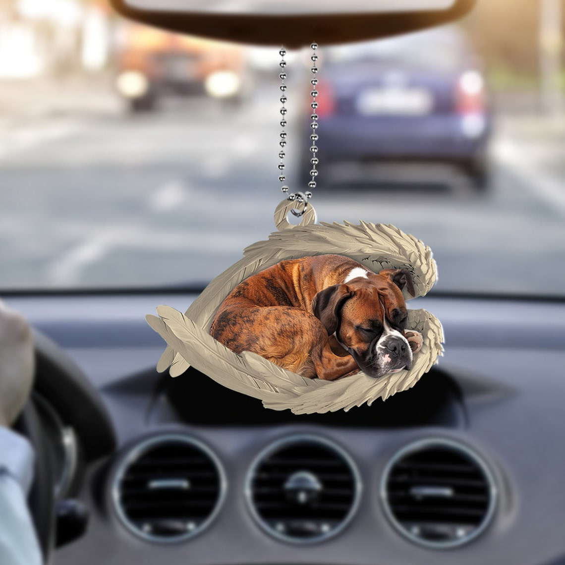 Christmas Boxer Dog Sleeping Angel Wings Ornament, Boxer Dog Christmas Ornament Holiday Gift