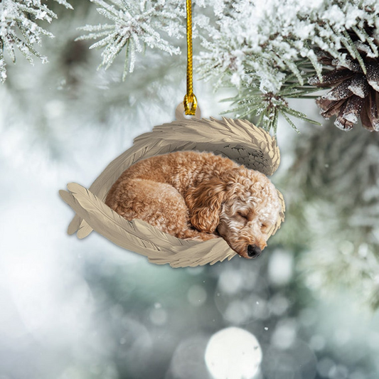 Cute Poodle Dog Sleeping Angel Wings Ornament, Cute Dog Hanging Christmas Ornament Gift